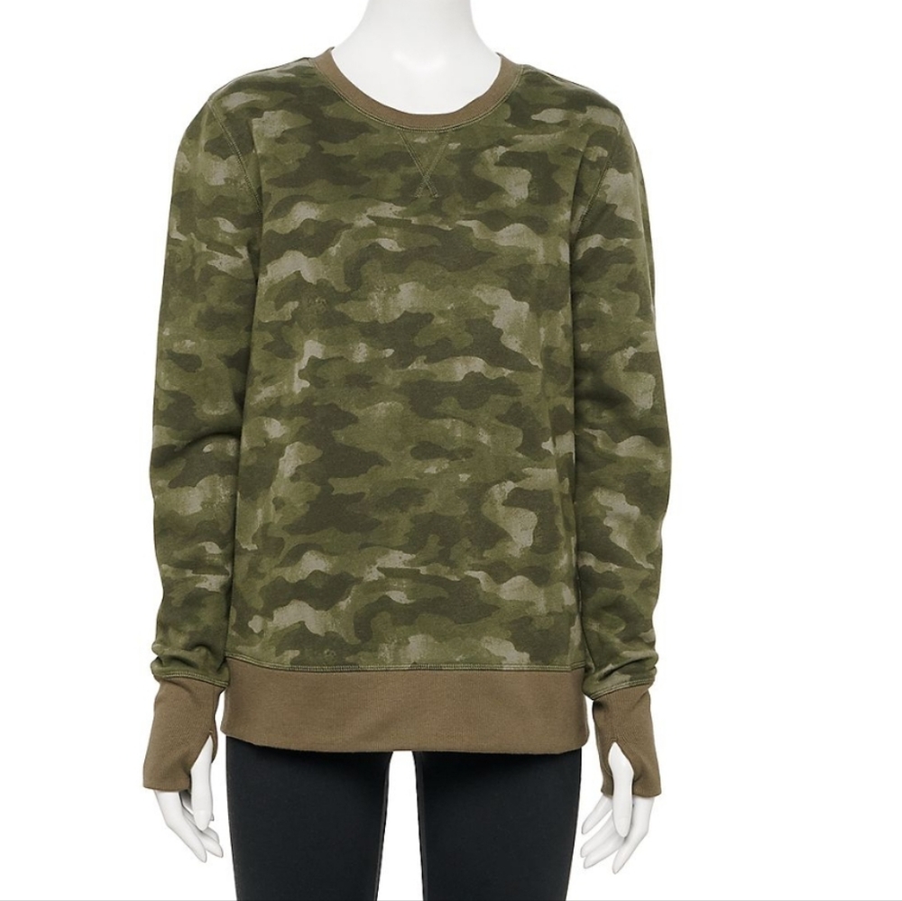 Tek Gear Green Camouflage Crewneck